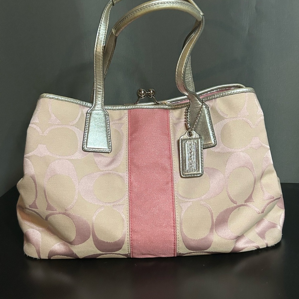 Coach Pink and Silver Shoulder Bag